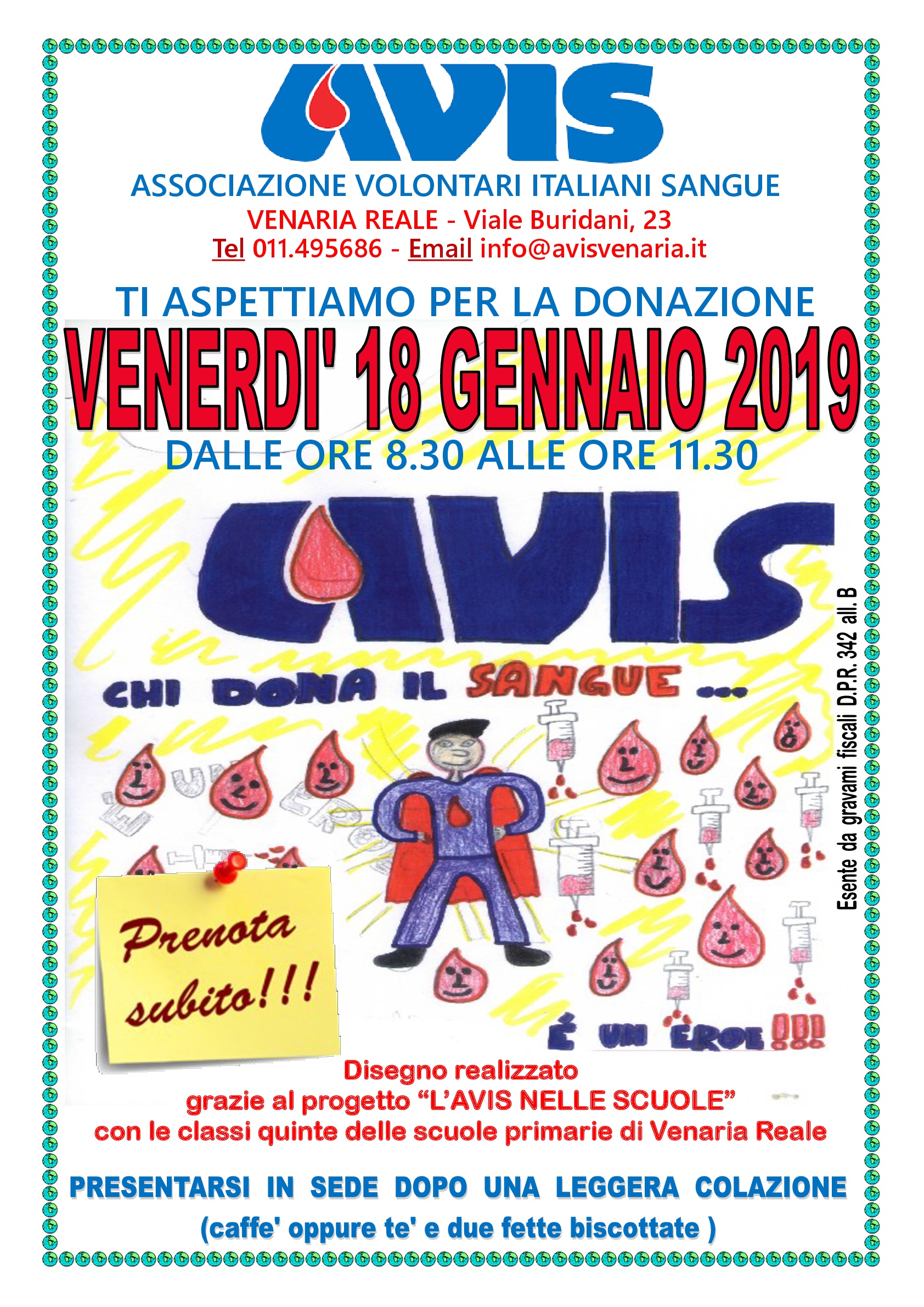 Donazione sangue di Venerdì 18 gennaio 2019