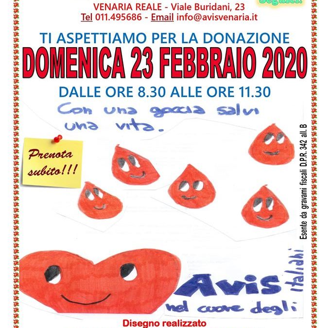 Donazione sangue di Domenica 23 Febbraio 2020